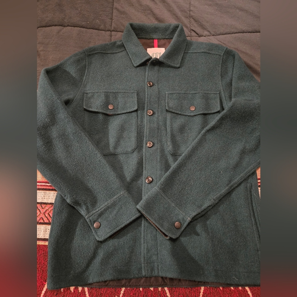 Topo Designs Men's Insulated Shirt Jacket Wool Polyester Green Size Medium